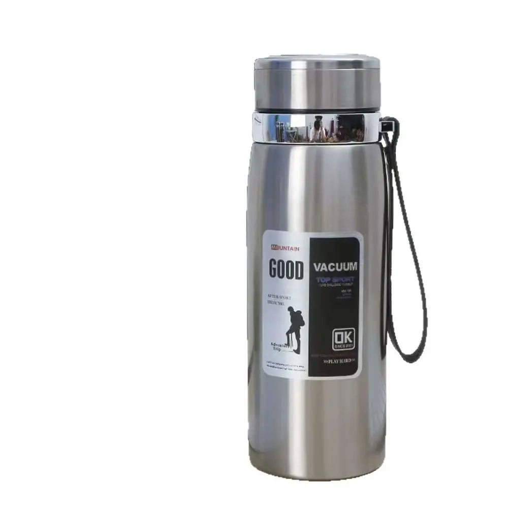 800/1000ml Sport-Thermosflasche, groß Fassungsvermögen, Edelstahl, tragbare Vakuumflasche, auslaufsicher mit Aufhängeband