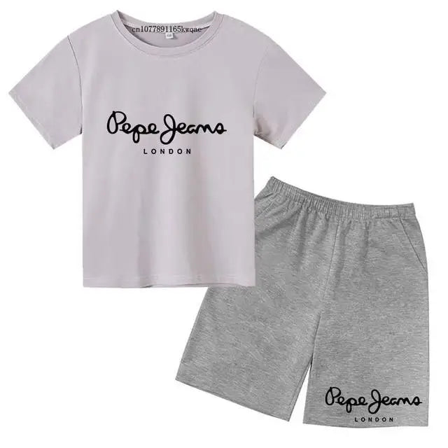 Children Summer London Clothes T-shirt 3-12Yrs Boys Girls Short-sleeved Top+Shorts Casual Brand Fashion Sports Set Clothing