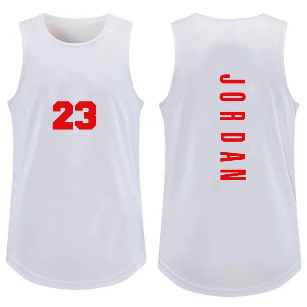 Débardeur homme mode T-shirt de sport homme décontracté respirant sans manches Chemise d'extérieur de basket-ball Gilet de sport Été Street T-shirt ample