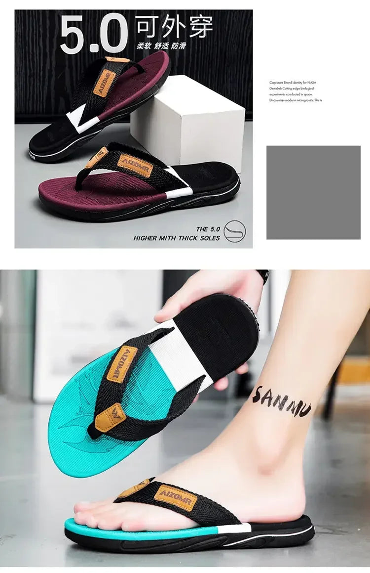 Man House Flip Flops Summer Breathable Beach Shoes EVA Slippers Sandals Men Luxury Flip Flops Soft Slippers Home Clogs Slides
