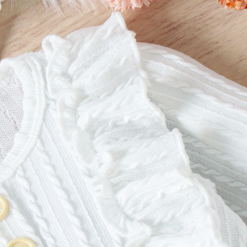 Ensemble 3 pièces printemps automne pour bébés filles, barboteuse à manches longues boutonnée avec volants + chaussettes + bandeau