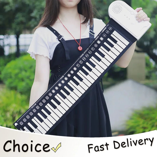 IRIN 49-Tasten Hand Roll Up Piano Silikon Tragbare Tastatur Musikinstrument für Bildung Faltbares Anfänger E-Piano
