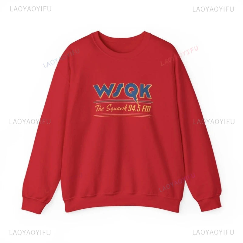 WSQK The Squawk 94.5 FM Radio Sweatshirt Wsqk Unisex Sweatshirts Vintage Sci-Fi Crewneck 80er Nostalgie Sweater Retro Shirt Geschenk