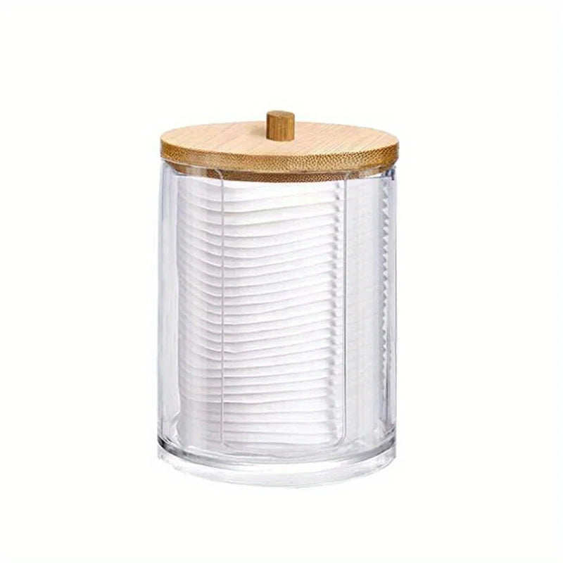 Clear Acrylic Makeup Organizer Cotton Pad Swab Holder Makeup Pads Jar Cosmetic Storage Box  Makeup Storage Home Organization