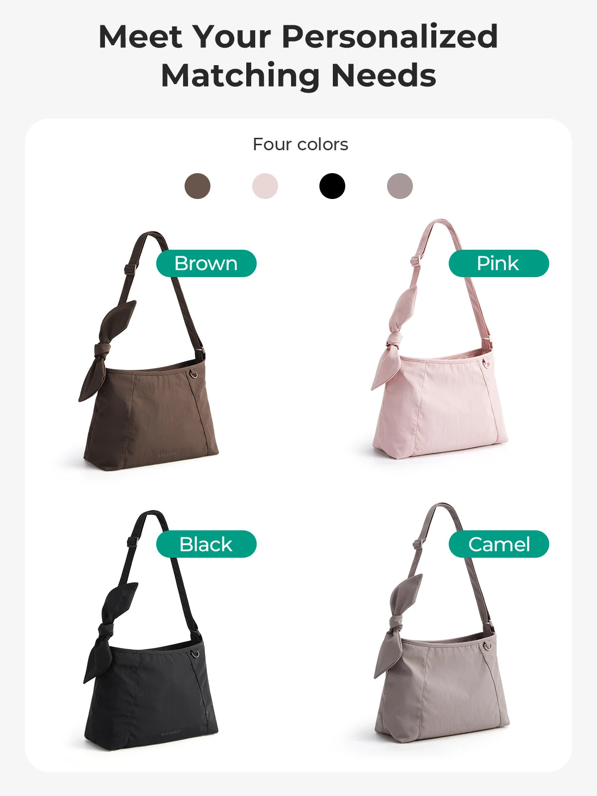 Sacs à bandoulière BAGSMART pour femmes, sac fourre-tout polyvalent léger et décontracté, sac à bandoulière pour le travail, sac hobo sous l'épaule
