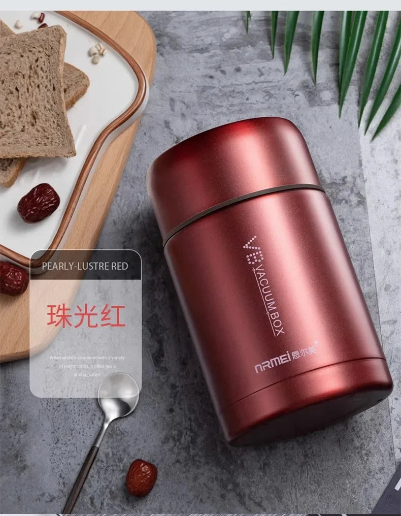 Thermos alimentaire 600/800/1000 ml, pot alimentaire isotherme sous vide en acier inoxydable 316 avec cuillère, boîte à lunch pour enfant avec sac de transport isotherme