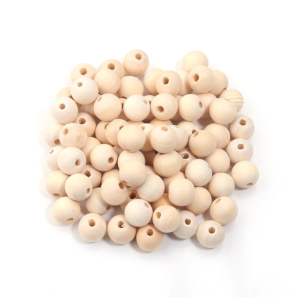 30-100 pièces/lot Perles rondes en bois couleur bûche 6/8/10/12/14/16/18/20/25/30mm Perles entretoises lâches pour accessoires de fabrication de bijoux DIY