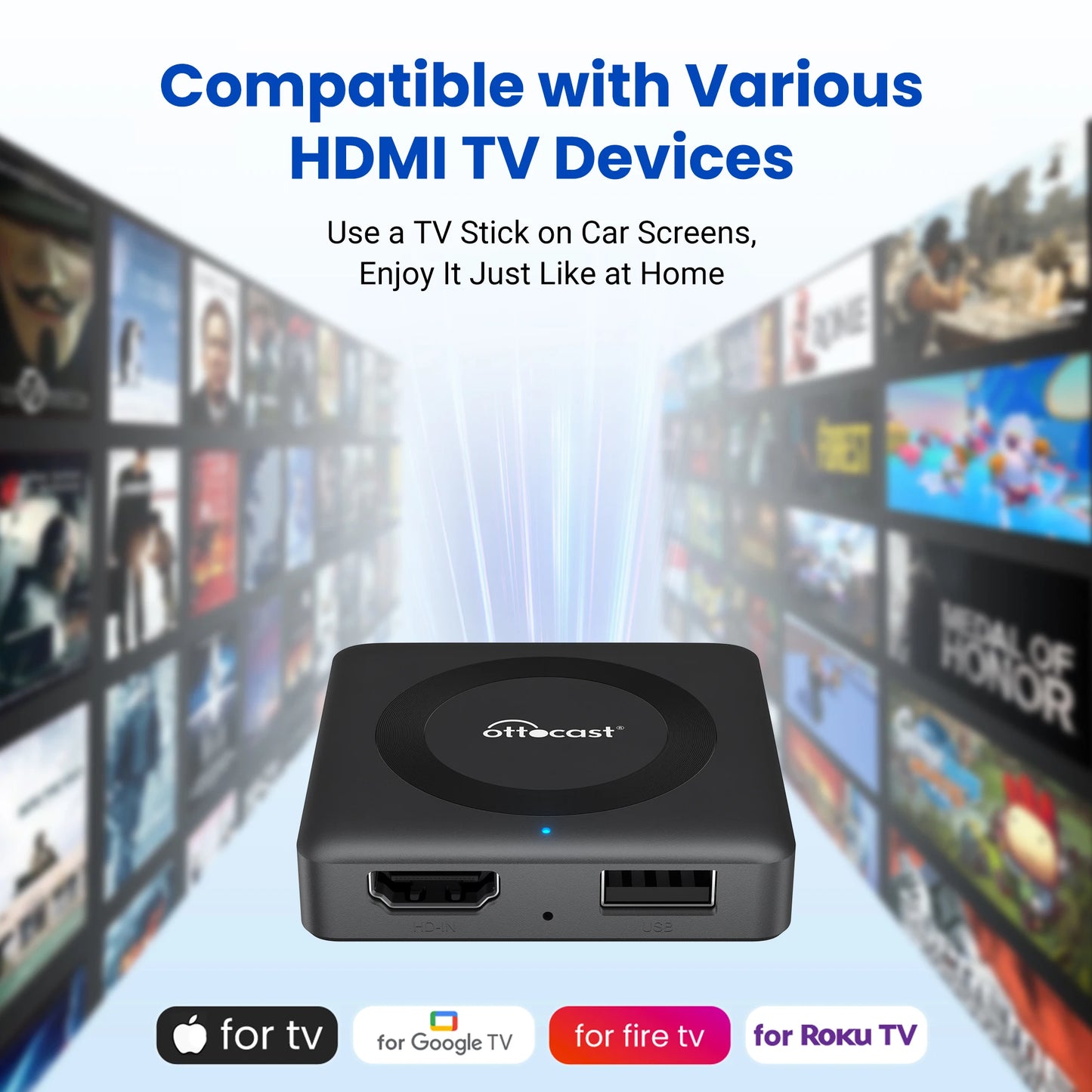 Ottocast Car TV Mate Pro Max Wireless CarPlay Android Auto Adapter für Fire Google TV Stick Konverter für OEM Wired CarPlay Car
