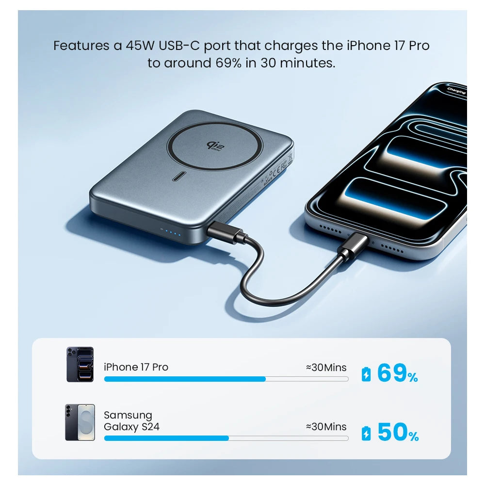 Vention 10000mAh 45W Powerbank für Qi2.2 25W MagSafe Magnetische Kabellose Batterie Tragbares Ladegerät für iPhone 17 16 Samsung S25 24
