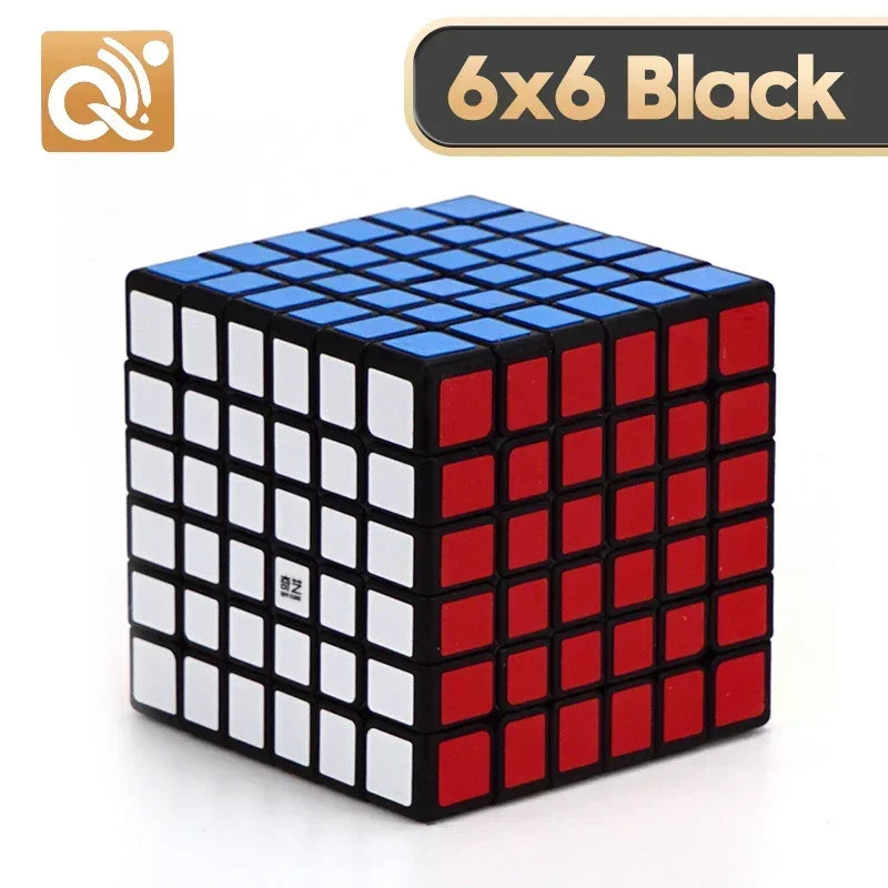 QIYI Cube Magique Vitesse 2x2 3x3 4x4 5x5 6x6 7x7 Autocollants Noirs Casse-tête Cube Magique Jouets Éducatifs Enfants