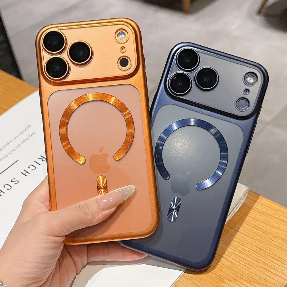 Coque Magnétique Translucide Mate de Luxe pour iPhone 17 Pro Max 17Pro 17 Air Pour Magsafe Recharge Sans Fil Protection Caméra