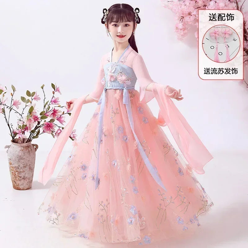 Robe chinoise Hanfu moderne pour fille, tenue d'Halloween de fée, Vêtements pour enfants, Vestidos, Costume traditionnel de Cosplay, Robes pour filles