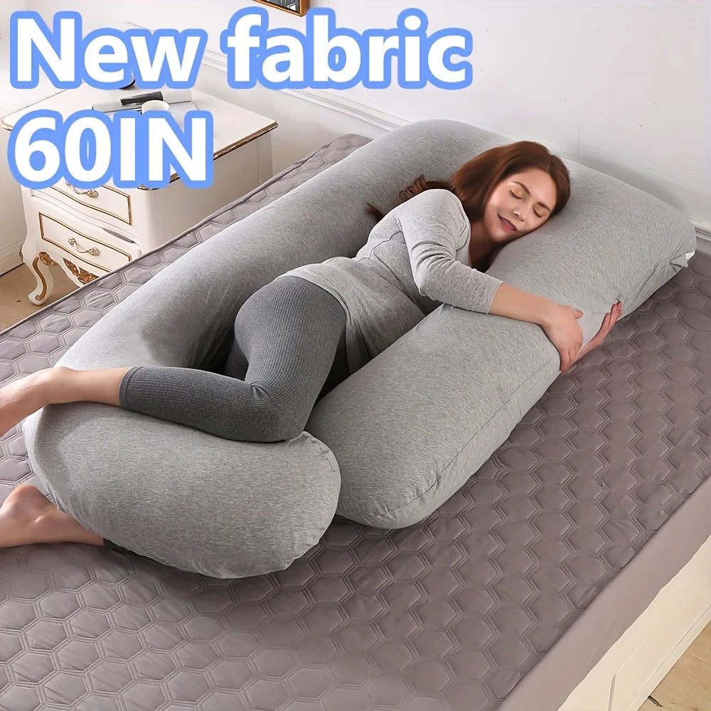 60-inch Full Body Pillow, Maternity Pillow, Maternity Full Body PillowwithPillowcase,Full Body Pillow with Back, Leg.(135X75X60）