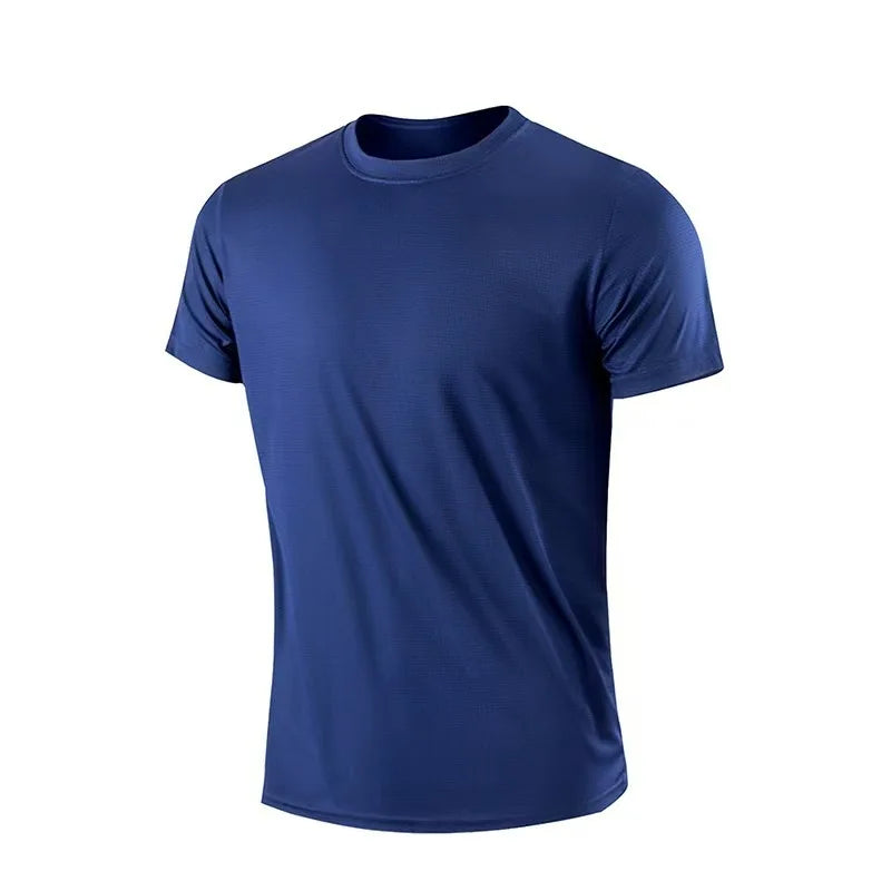 T-shirt de sport pour homme, à manches courtes, séchage rapide, évacuant l'humidité, col rond, pour l'entraînement, la course, la gym, le sport, léger