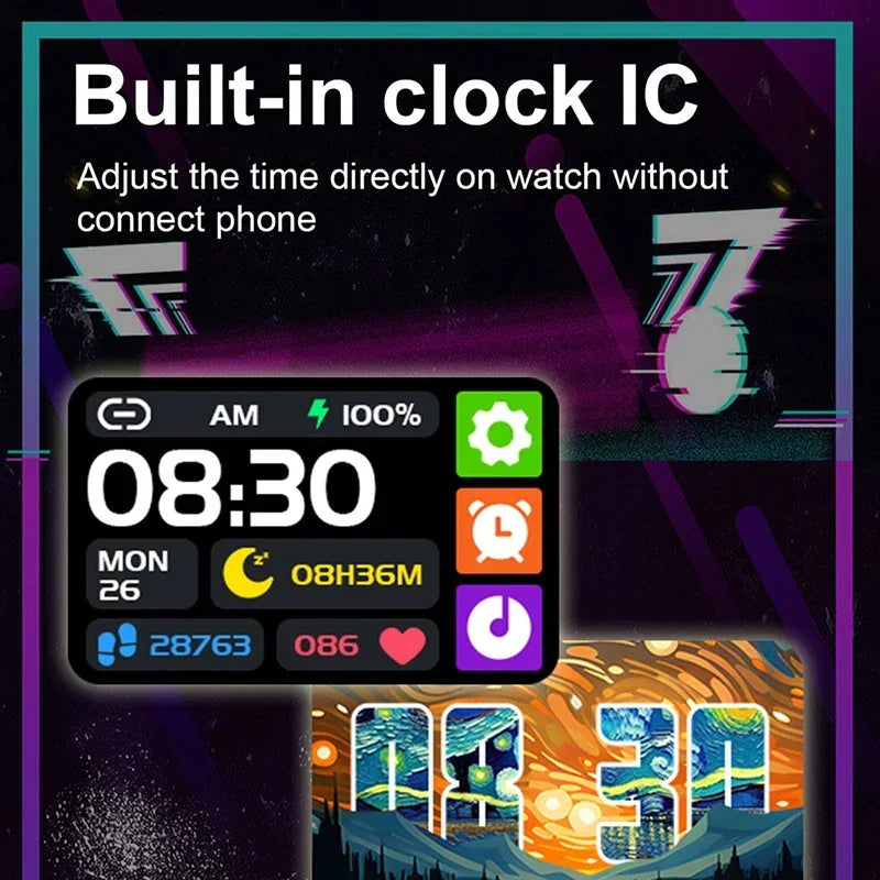 Hip-Hop-Fashion-Persönlichkeit Smartwatch 1,57 Zoll HD-Bildschirm 24h Kontinuierliche Herzfrequenz Schlafmonitor Spiel Wasserdichte Smartwatch