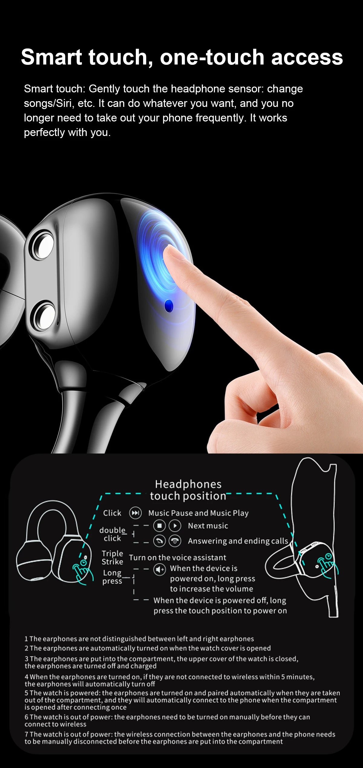LIGE New Open-back Cip-on Headphones Smart Watch For Men Women 2.01” HD Screen Massive Watch Faces Bluetooth Call Smartwatches