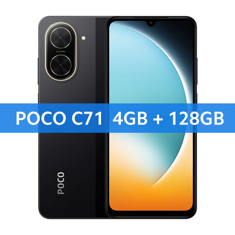 Global Version POCO C71 UNISOC T7250 Processor Immersive 6.88" Display 32MP Al Dual Camera 15W Charging 5200mAh Battery