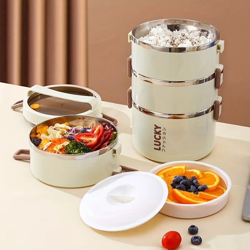 large-capacity stainless steel lunch box with a thermal lunch bag – a heat-sealed lunch box for use in schools, during camping