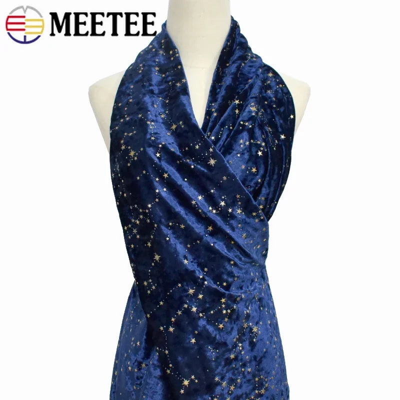 Meetee 45*145cm 90x145cm Polyester-Elasthan-Stoff für Bekleidung Kleiderstoffe DIY Elastischer Samtstoff Nähzubehör