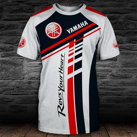 2026 Men's and Women's Adequate Motorcycle Short-Sleeved Summer Best-Selling Breathable, Quick-Drying Yamaha Printed Short-Sleev