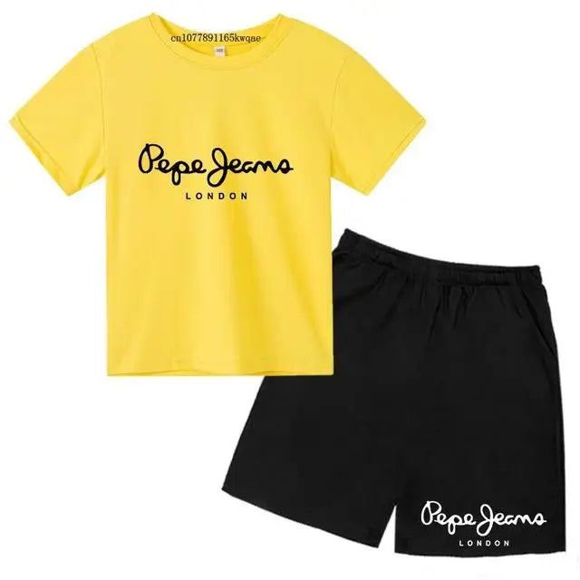 Children Summer London Clothes T-shirt 3-12Yrs Boys Girls Short-sleeved Top+Shorts Casual Brand Fashion Sports Set Clothing