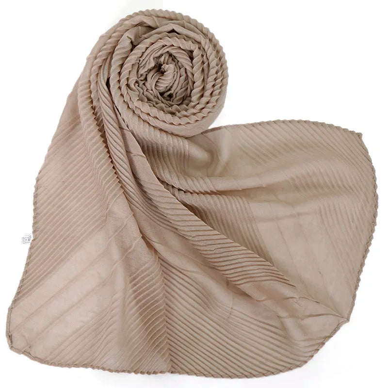 Grand Foulard en Coton Plissé Froncé Hijabs pour Femmes Voile Musulman Turban Écharpe Froncée Châle Foulards Islamique Foulard Femme Hijab