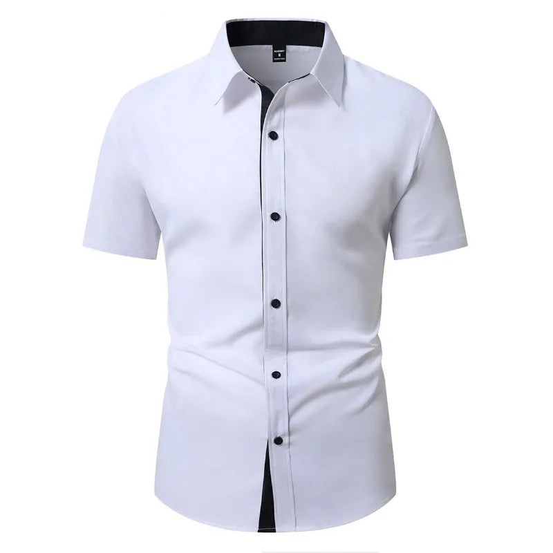 Frühling Sommer Neue Herrenkleidung Kurzarm 3D Digitaldruck Button-Down Hemd Herren Lässig Spell Color Shirt Tops