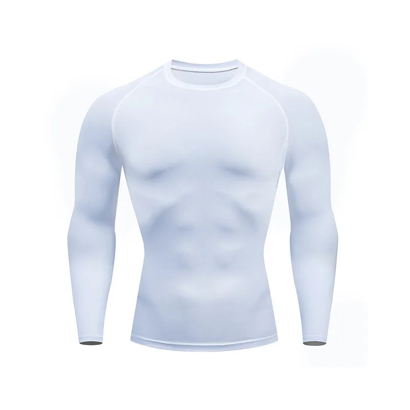 Sport T-Shirt Herren Kompressions Laufshirt Elastisches Langarm Fitness Sport-Top Gym Workout Unterhemd Sportbekleidung