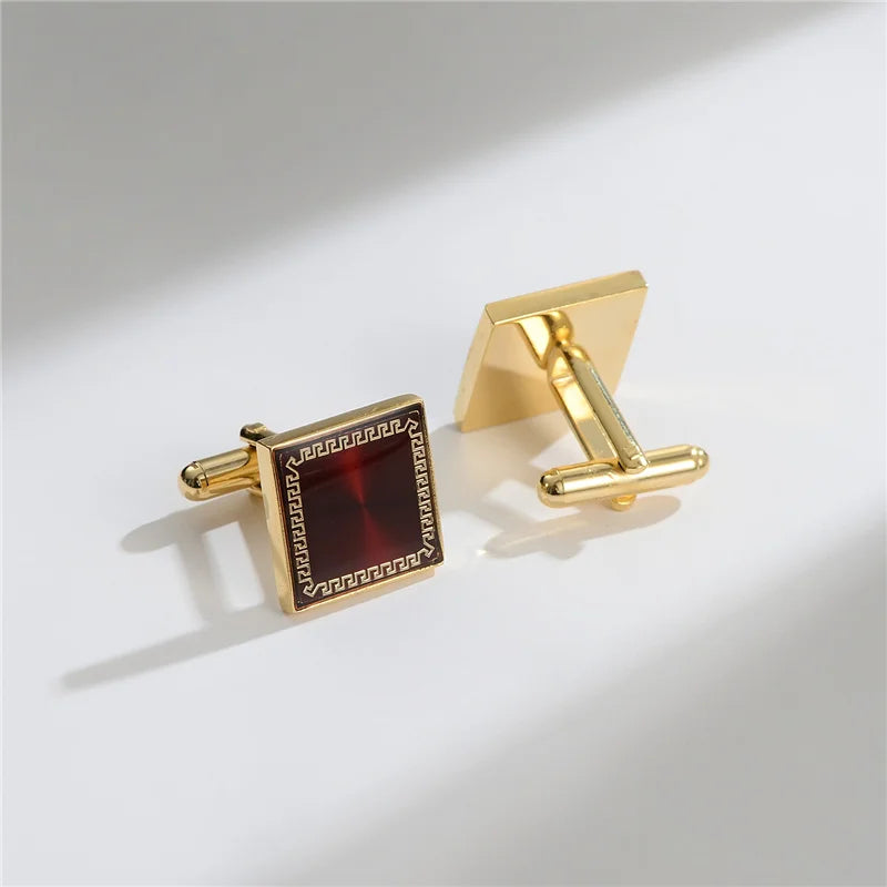 1 Paire Boutons De Manchette Carrés En Cuivre Et Pinces À Cravate Pour Hommes, Cadeaux De Mariage De Luxe, Bijoux De Mode, Poignets Pour Hommes