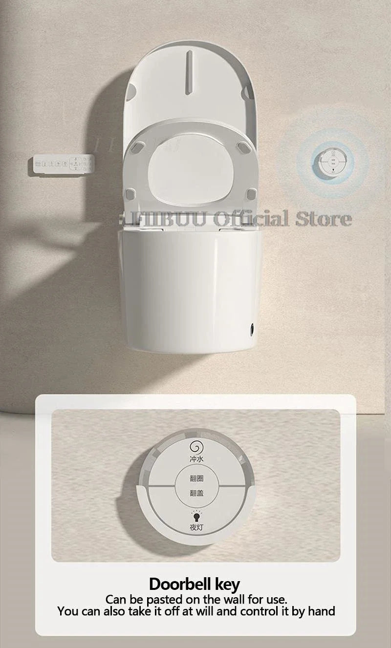 Intelligentes Dusch-WC zur Wandmontage, Smart-WC für das Badezimmer, spülkastenlos, automatisches Öffnen/Schließen, beheizter Sitz, elektrisch, länglich, wandhängend