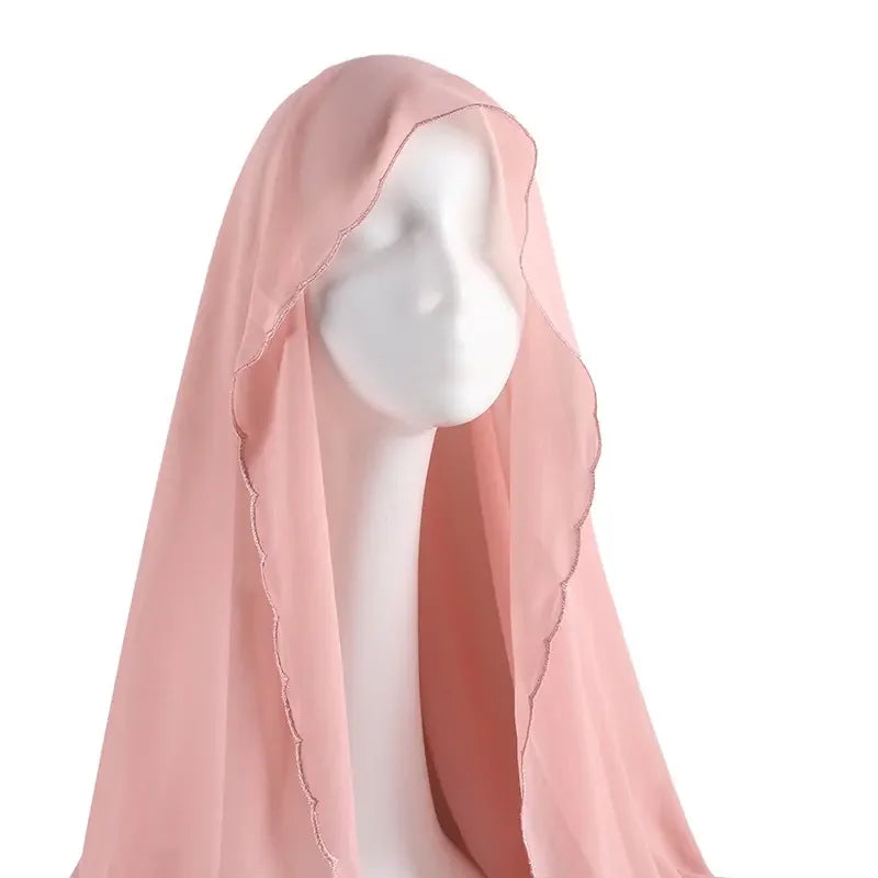 Châles Hijab en mousseline de soie pour femme, écharpe en dentelle, foulards unis, foulards pour femme, voile musulman 70*180cm