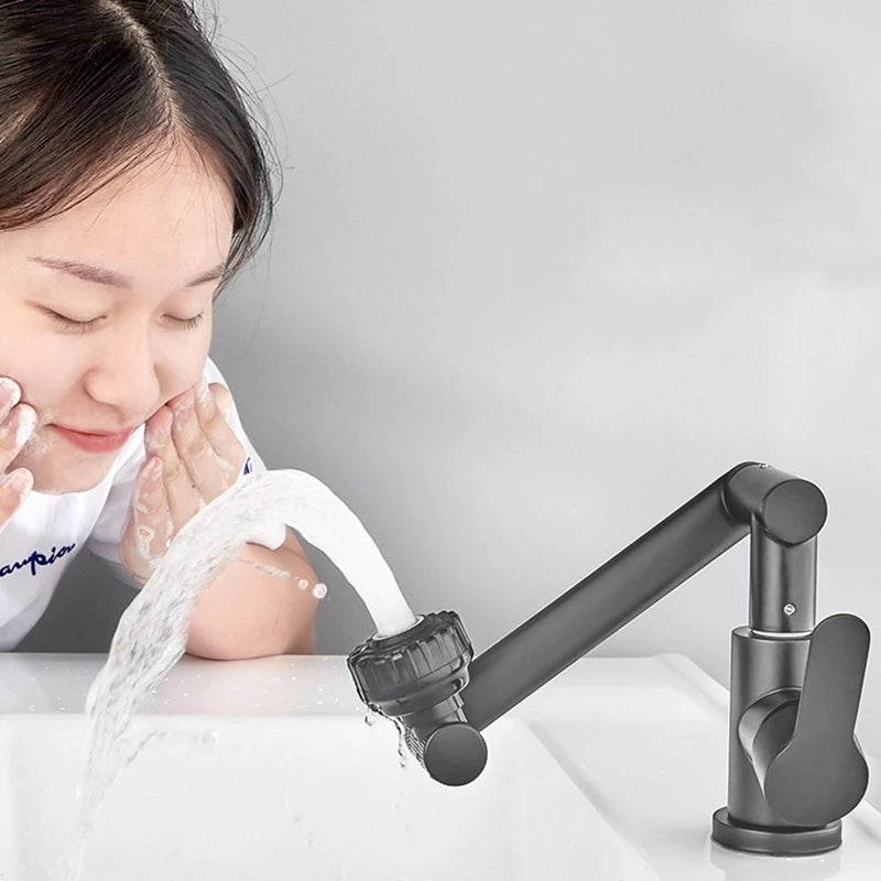 Bathroom Sink Faucet Basin Faucet 1080° Swivel Multifunction Cold and Hot Water Tap Kitchen Sink Faucet 2 Modes Water Tap