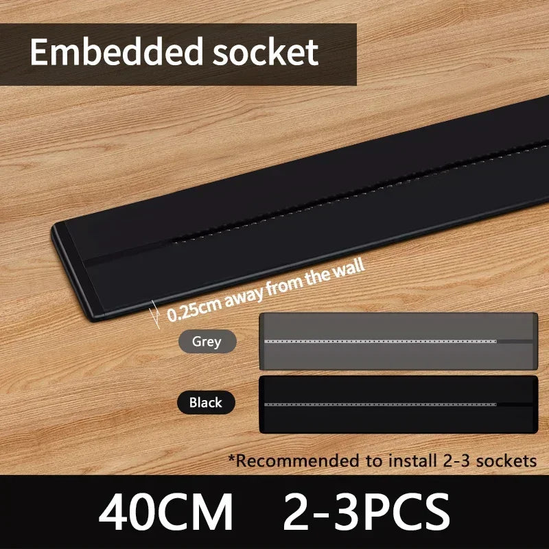 Wall Electrical Track Socket Home Kitchen Office Removable Extension Rail Socket Round Module Surface Mounted In The Countertop