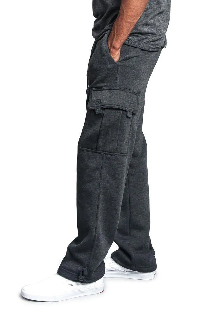 Frühling und Herbst Neue Herren Sport-Freizeit-Hose Multi-Pocket Lose Unifarbene Cargo-Arbeitshose Streetwear Herrenhose