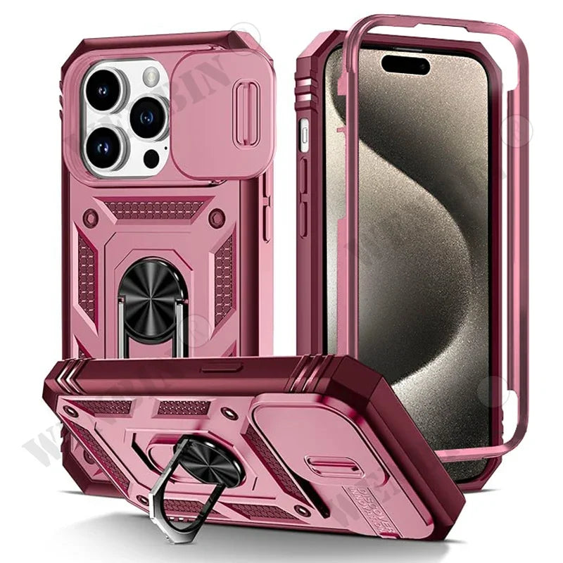 Étui robuste avec support rotatif à 360° pour iPhone 17, 16, 16e, 15, 14, 13, 12, 11 Pro Max Plus Mini, XS, XR, 8 Plus, 8, 7 SE