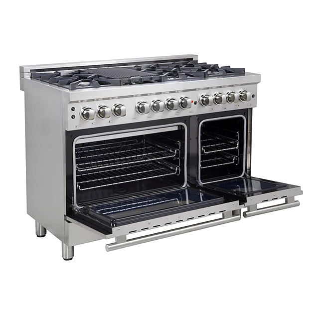 Gasherd 1200mm Breite 3-in-1 Standgerät mit Backofen 6 Kochfelder Gasherd + Gasgrill, Edelstahlofenklappe