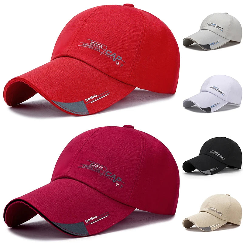 2024 Fashion Line Baseball Cap For Men Sports Cap Hat Fish Outdoor Long Visor Brim Shade Snapback Sun Hat Women's Summer Hat