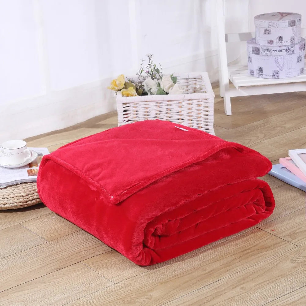 Couvertures en flanelle polaire corail 230 g/m² pour lits, couleur unie bleue rose, douce, chaude et fine, couvre-lit, housse de canapé, couverture plaid en fausse fourrure.