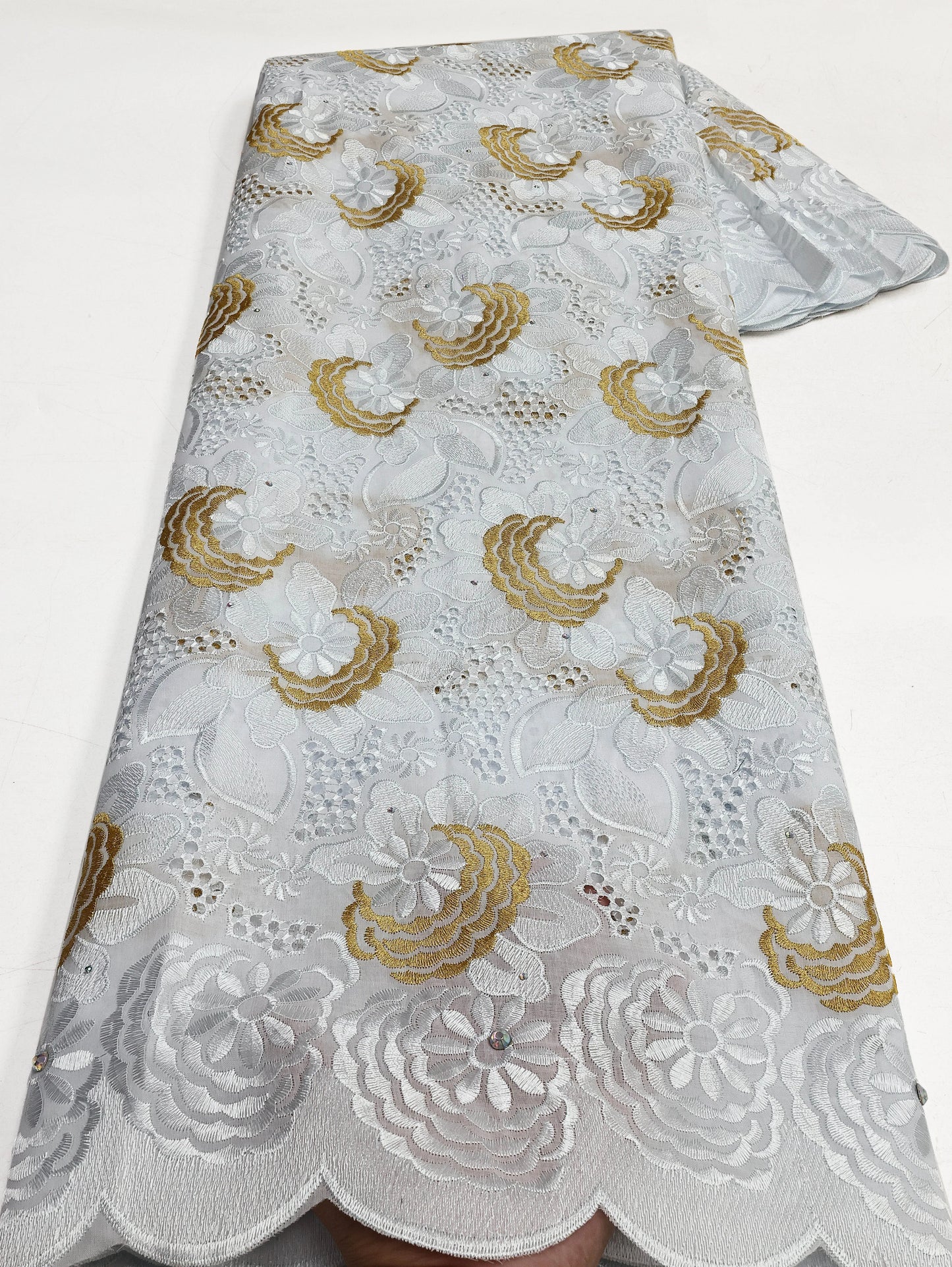 Swiss Voile Lace In Switzerland With 3D Flower Applique Stones 2026 Super Quality African Lace Fabric For Wedding Lace Dress