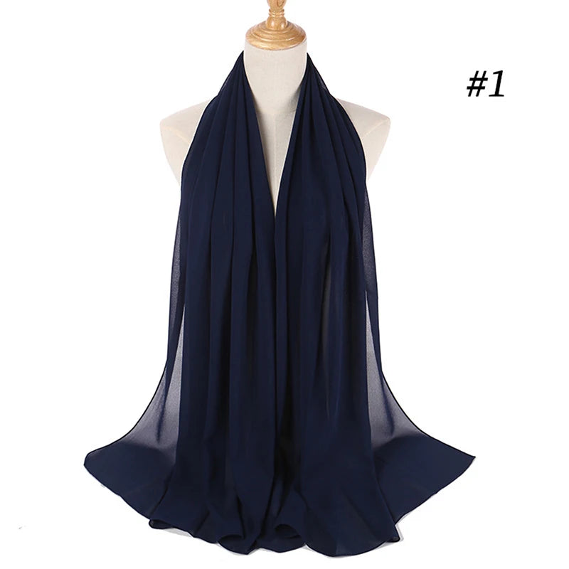 Hijab musulman en mousseline pour femmes, écharpe en mousseline bulle, voile pour femmes, musulmanes, islamiques, de couleur unie, malaisiennes, écharpes foulard musulman