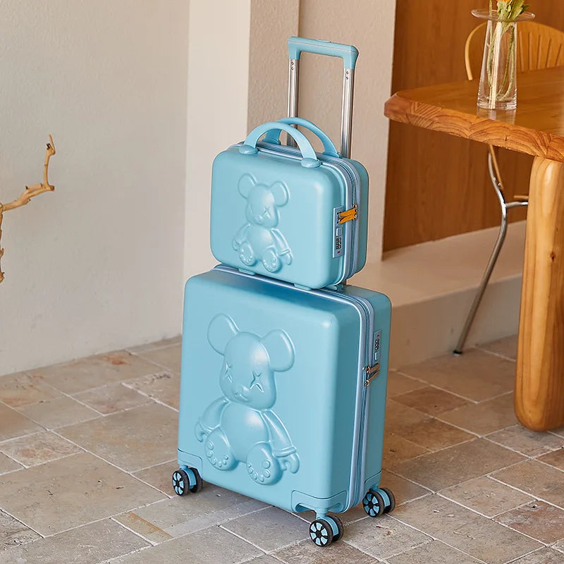 Nouvelle valise trolley universelle à roulettes 18 pouces 2024, sac de maquillage cabine pour hommes et femmes