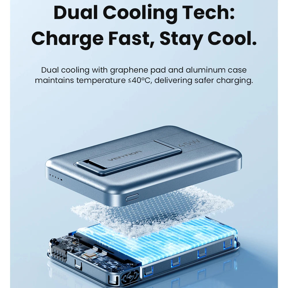 Vention 10000mAh 45W Powerbank für Qi2.2 25W MagSafe Magnetische Kabellose Batterie Tragbares Ladegerät für iPhone 17 16 Samsung S25 24