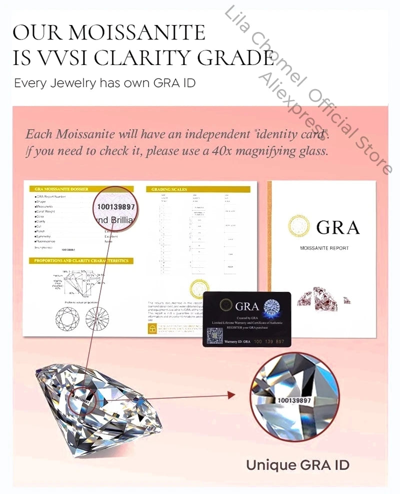 Freundin Valentinstag 18K Weißgold Damen Hochzeit 10CT VVS D Farbe Moissanit Diamant Liebhaber Geburtstagsgeschenk PT950 Halsketten
