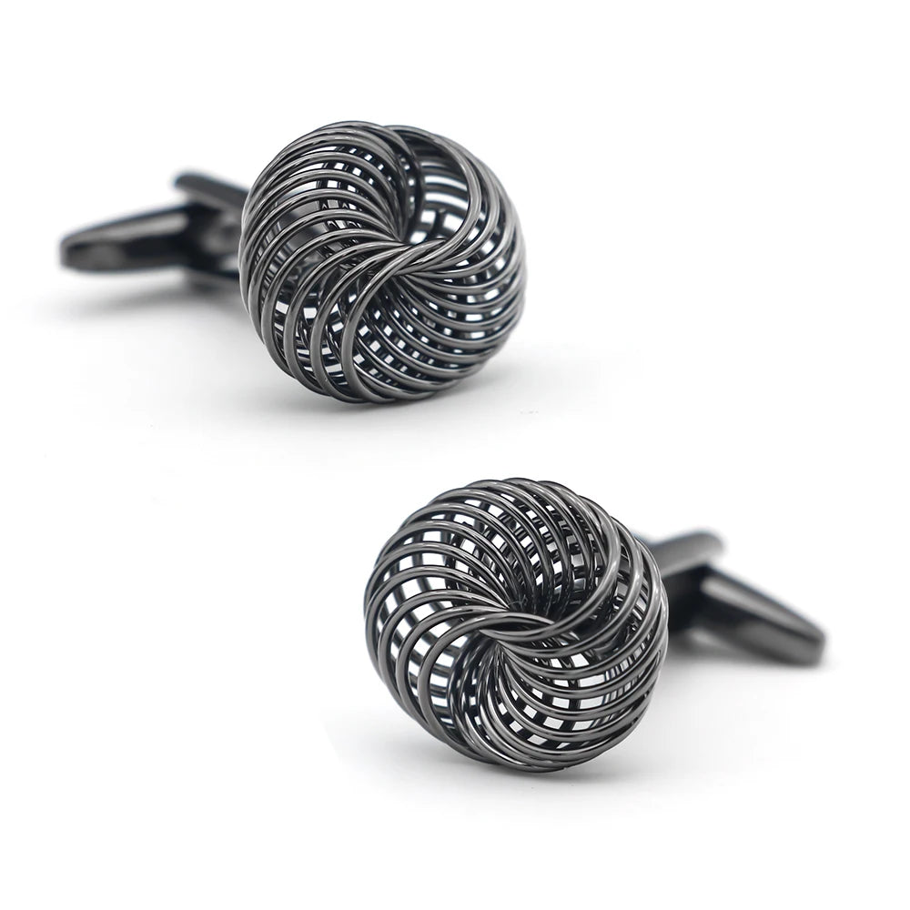 iGame Boutons de manchette nœud de mode en laiton de qualité design boule tressée pour mariage homme