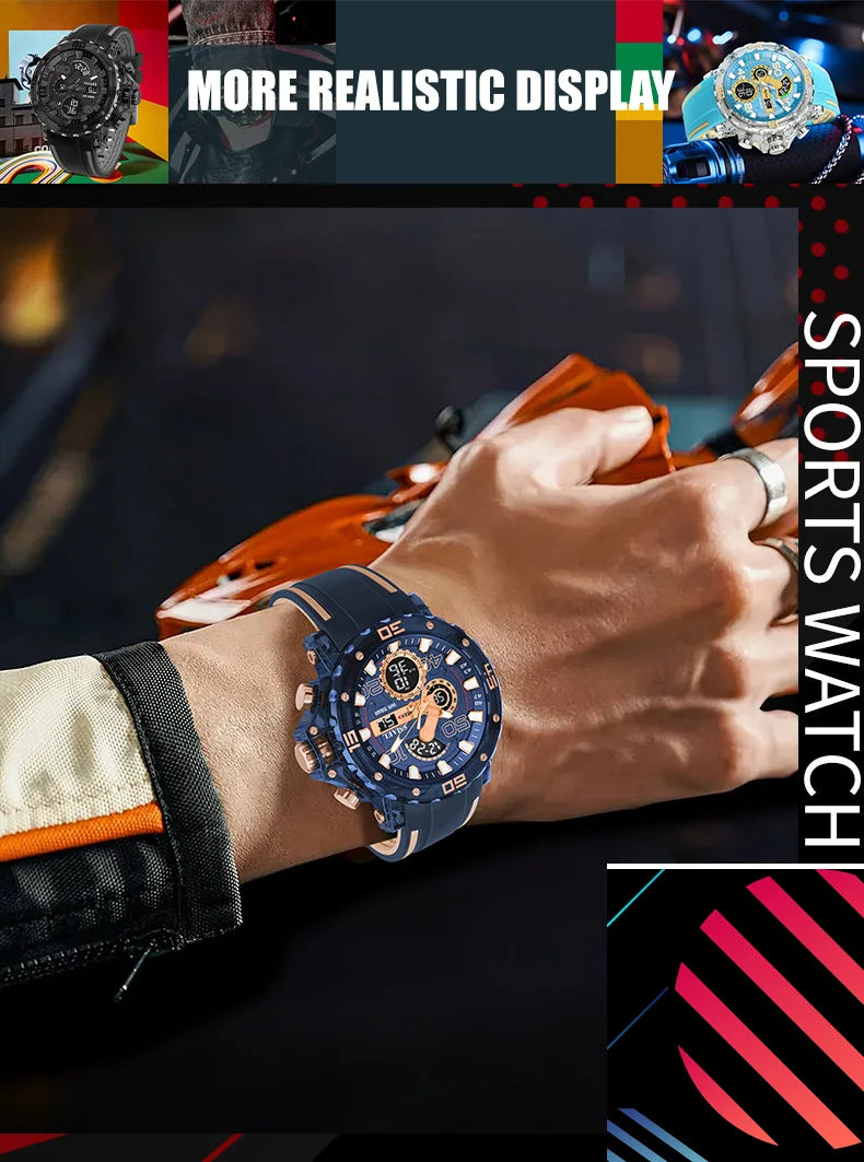 Montres Militaires Hommes Montre 2025 Nouvelle 50M Étanche Chronomètre Alarme Lumière LED Montres Digitales 8136 Montre Sport Homme