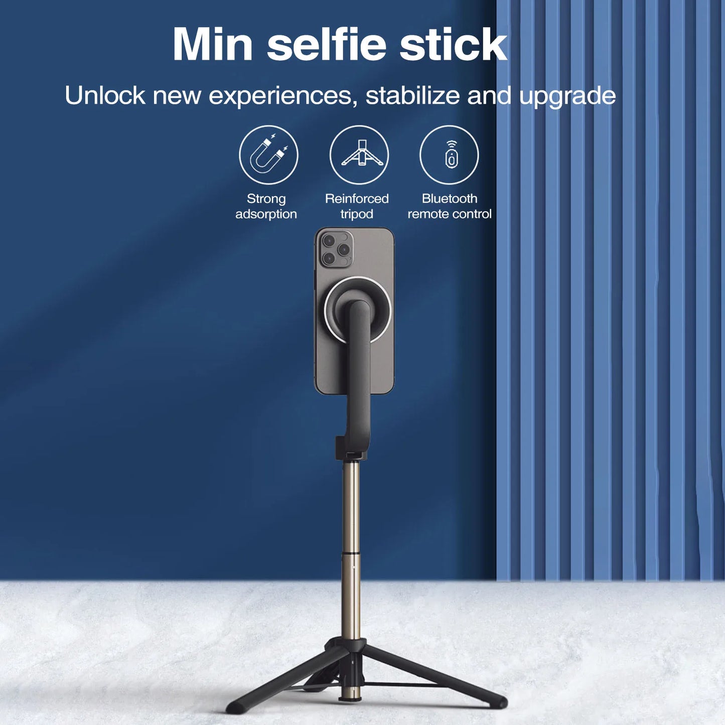 Tragbares magnetisches Selfie-Stick-Stativ für Magsafe iPhone 14 13 12 Handheld Stabilizer Stange mit Fernbedienung für Samsung