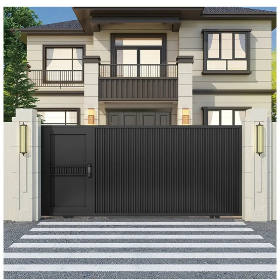 EXW Porte coulissante de villa en alliage d'aluminium moderne et simple, jardin extérieur, traduction artistique électrique, entrée de garage sécurisée.