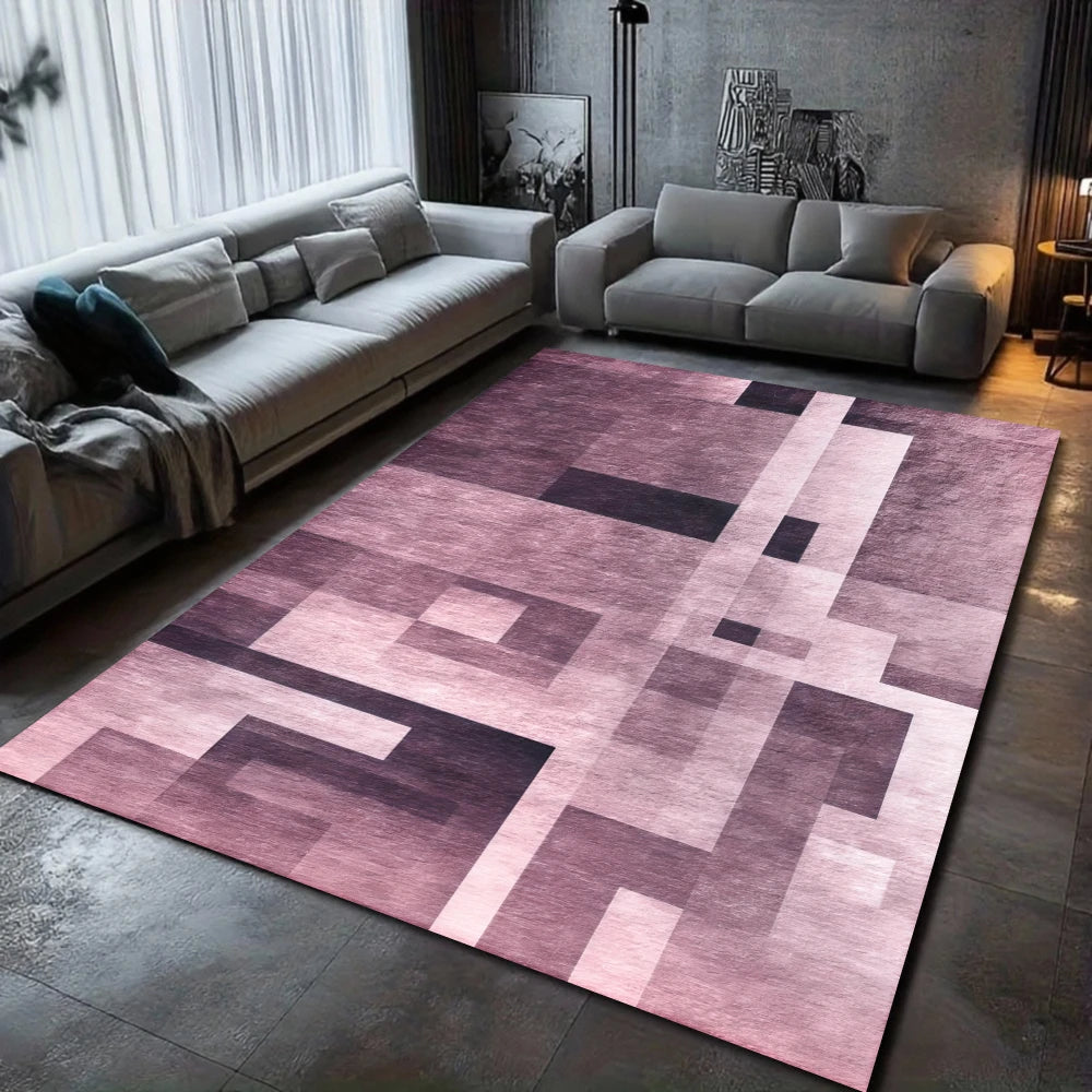 Patchwork Grid Geometric Carpet Pink Green Blue Gray Room Decoration Living Room Large Area Carpet Retro Geometric Rug