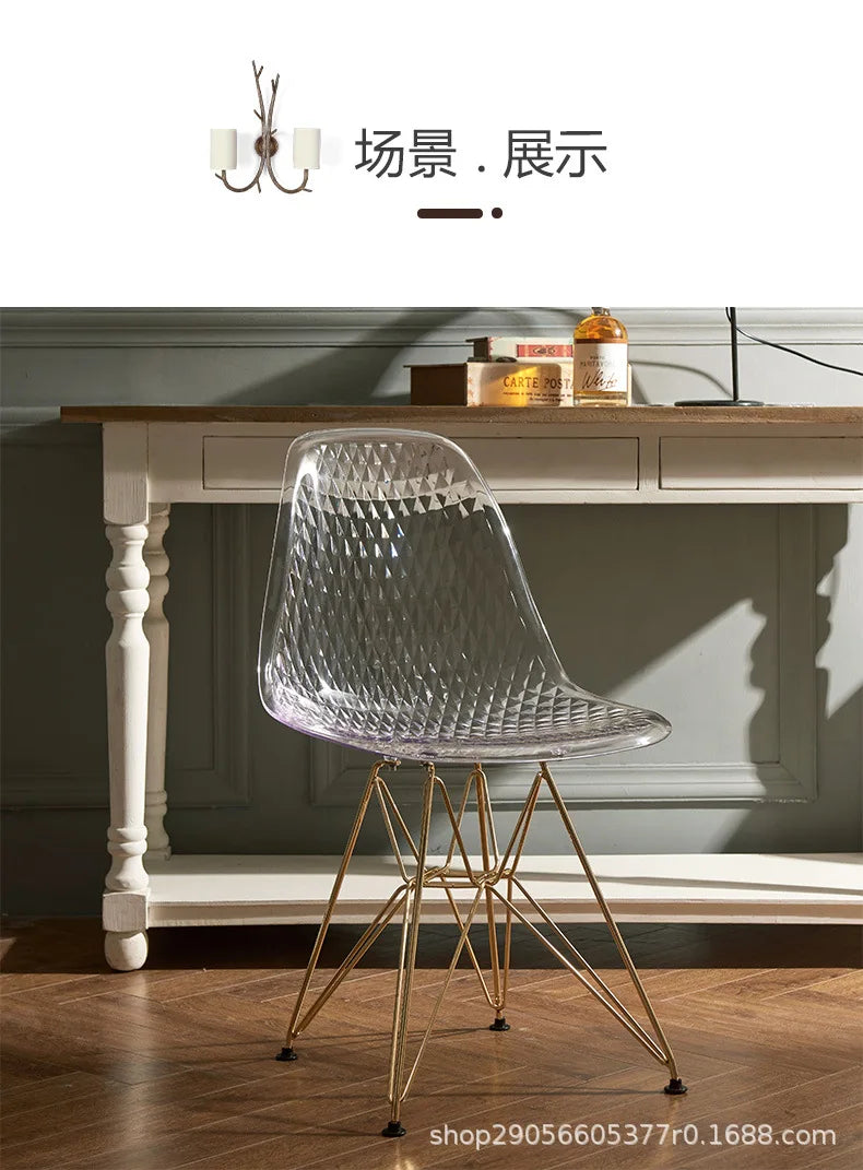 Nordic Transparent Eames Plastic Dining Bar Chair for Cafe Negotiation Simple Wholesale Seating