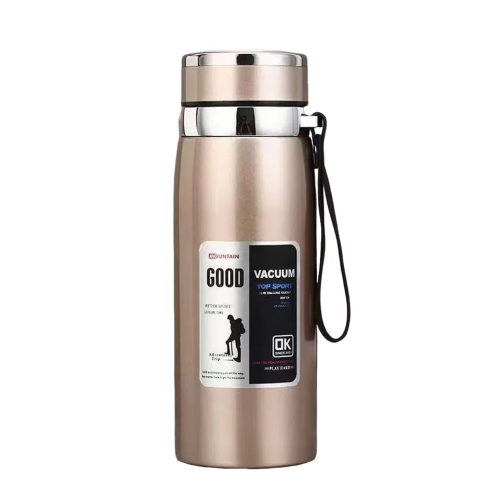 800/1000ml Sport-Thermosflasche, groß Fassungsvermögen, Edelstahl, tragbare Vakuumflasche, auslaufsicher mit Aufhängeband